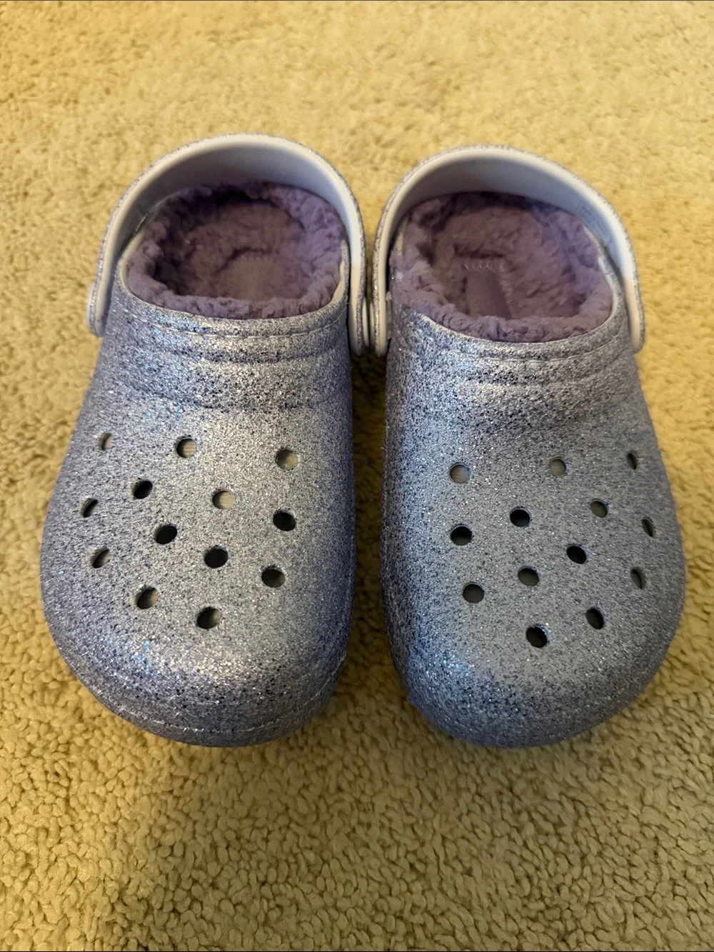 CROCS Kids Glitter Slip-On Clogs in Light Purple
